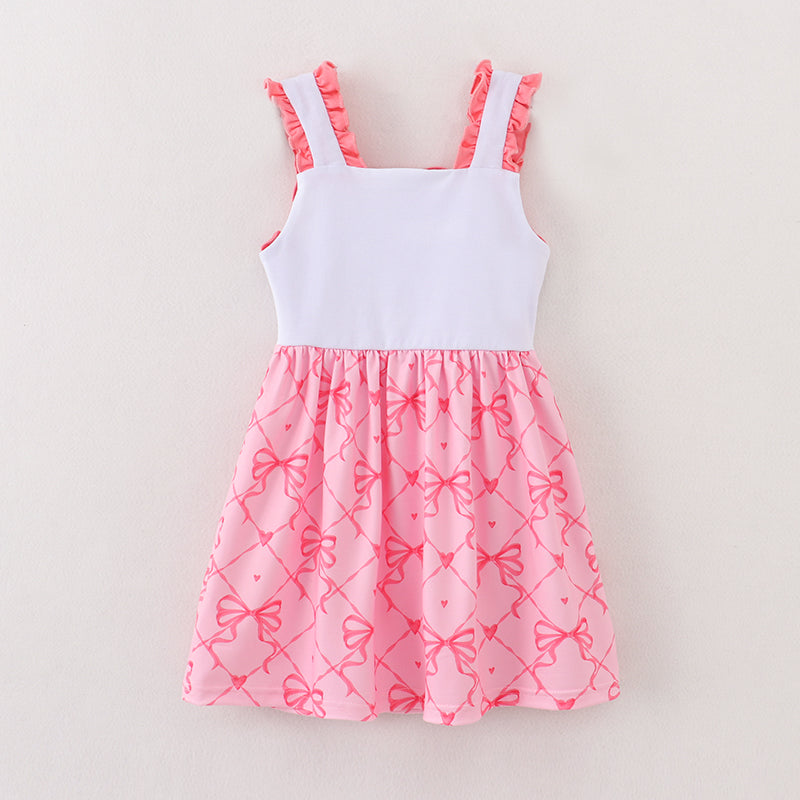 （In Stock）Girls Spring and Summer Bow Embroidery Slip Dress