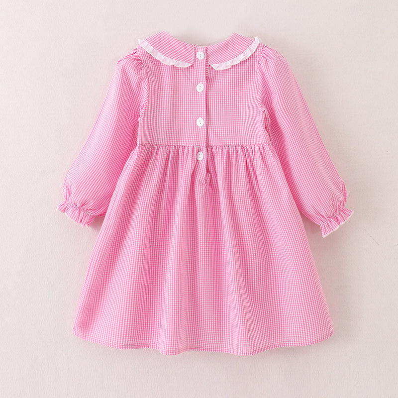 （In Stock E36-2-2）Girls Christmas Embroidery Smocked Dress