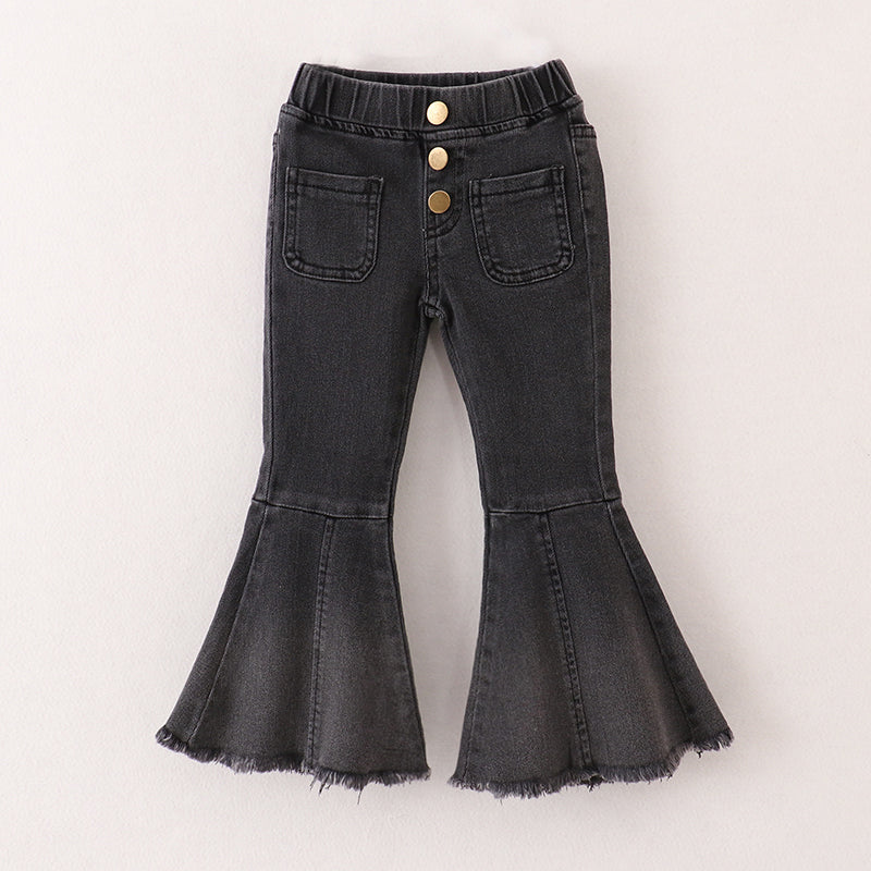 （In Stock G29-5-2）Girls Black Elastic Jeans