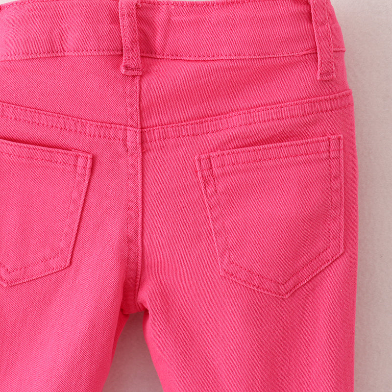 （In Stock G29-2-2）Girls Pink Ruffles Flared Jeans