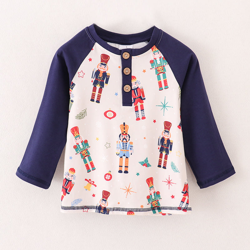 （In Stock L26-4-3）Boys Christmas Nutcracker Print Top