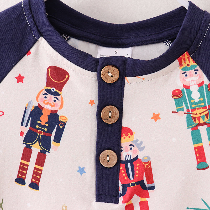 （In Stock L26-4-3）Boys Christmas Nutcracker Print Top