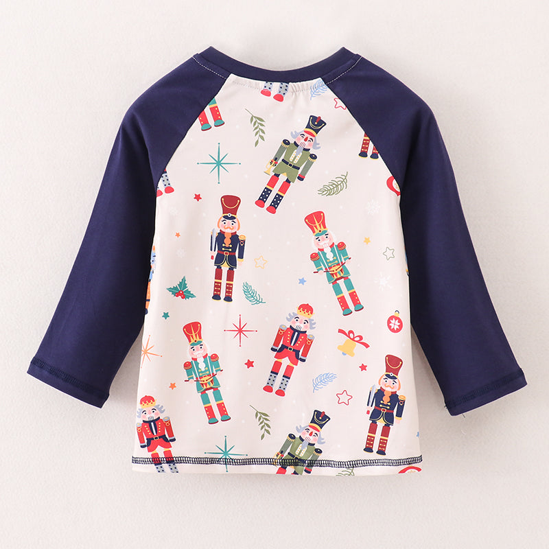 （In Stock L26-4-3）Boys Christmas Nutcracker Print Top