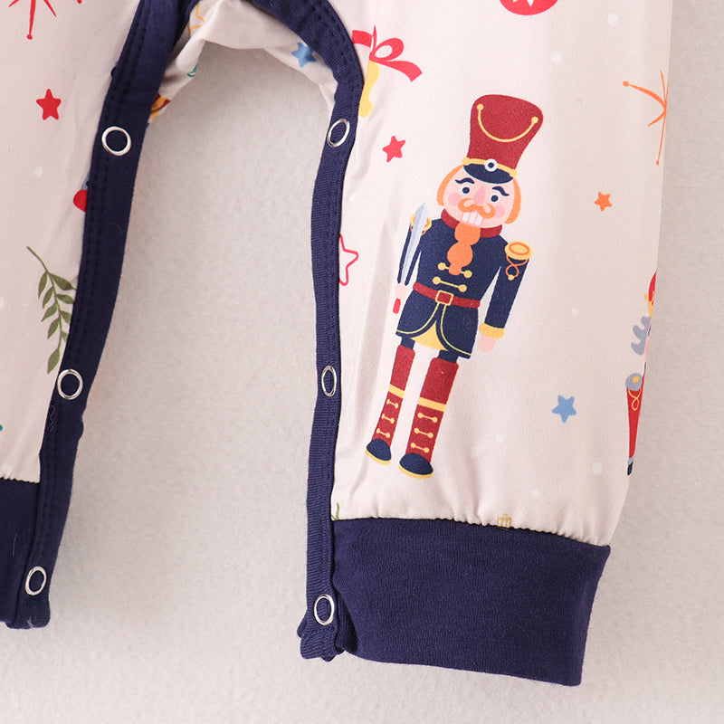 （In Stock L37-2-2）Baby Boys Christmas Nutcracker Print Romper