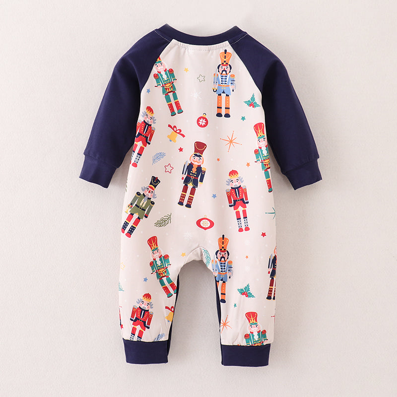 （In Stock L37-2-2）Baby Boys Christmas Nutcracker Print Romper