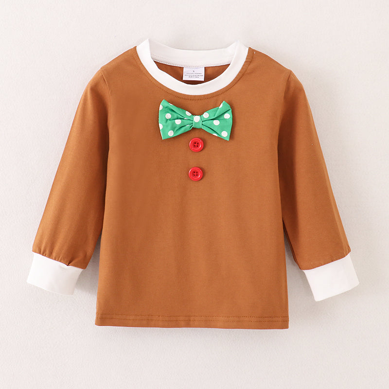 （In Stock E36-3-3）Boys Christmas Gingerbread Man Style Top