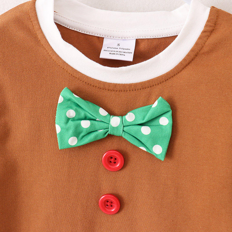 （In Stock E36-3-3）Boys Christmas Gingerbread Man Style Top