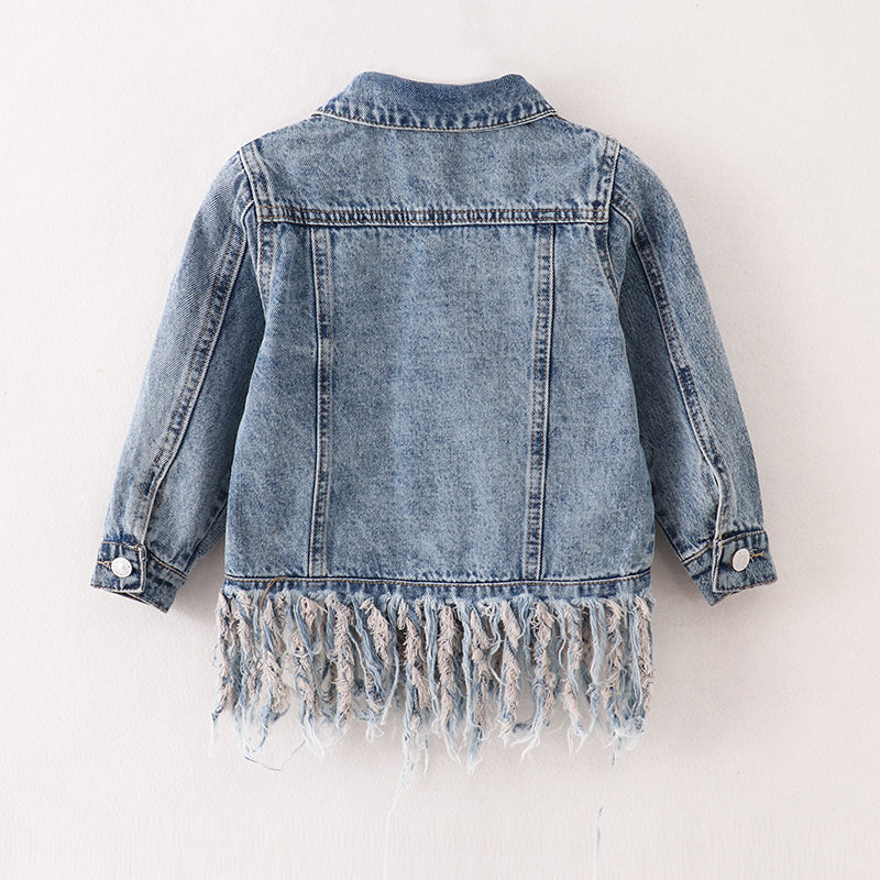 (In Stock A5-1-1)Girls Tassel Denim Jacket