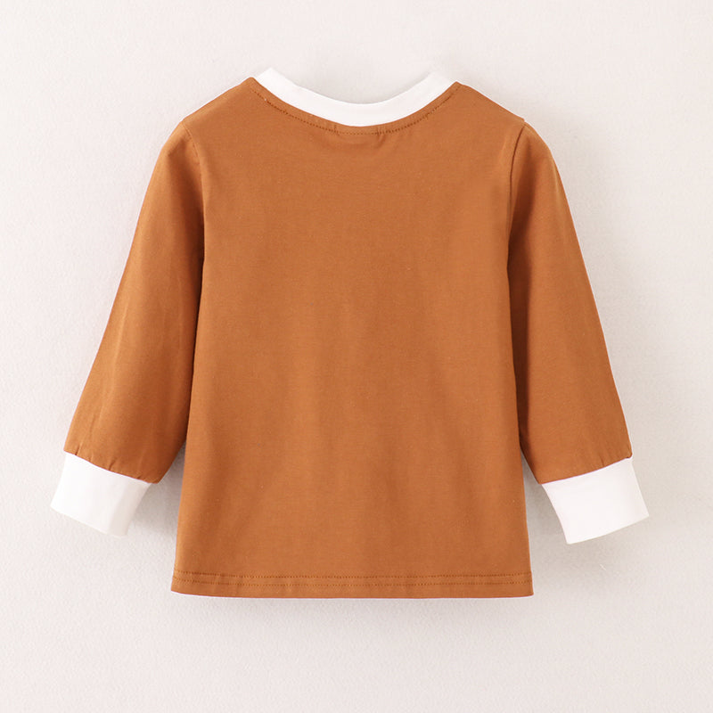 （In Stock E36-3-3）Boys Christmas Gingerbread Man Style Top