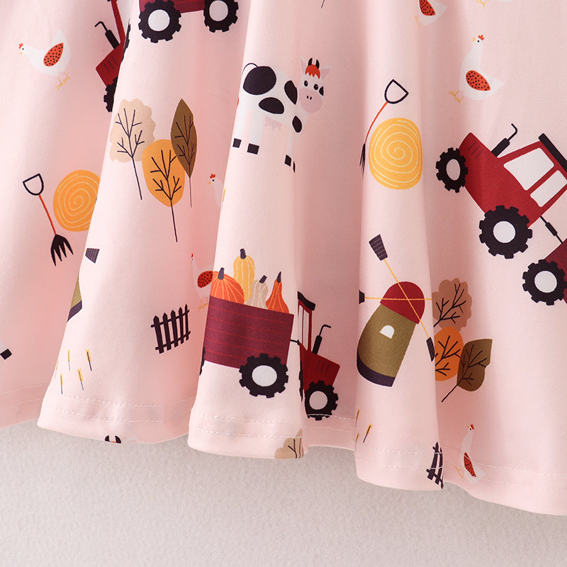 （In Stock E21-5-3）Fall Girls Farm Print Dress