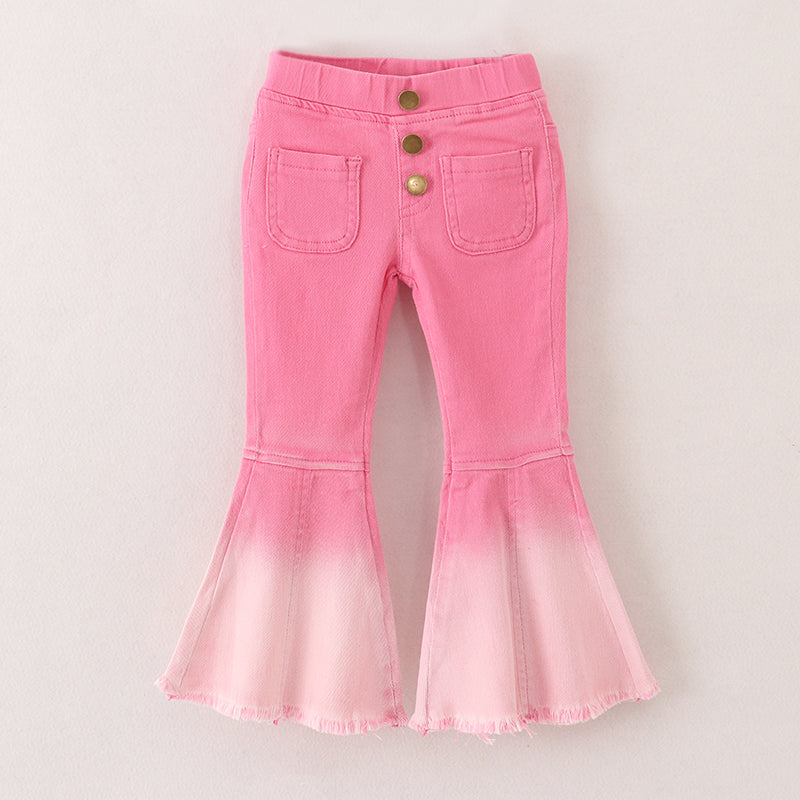 （In Stock G16-3-3）Girls Pink Elastic Jeans