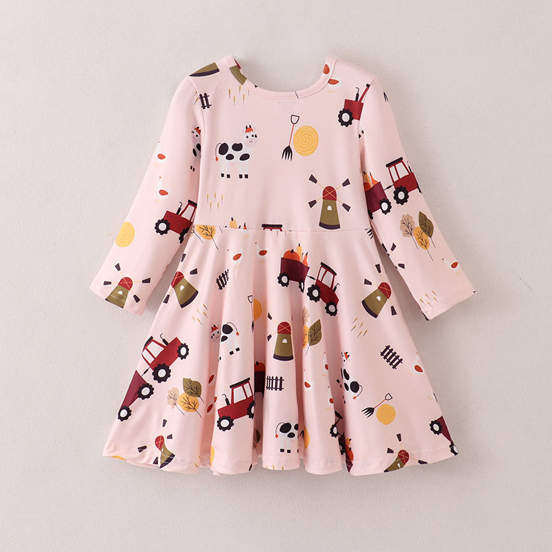 （In Stock E21-5-3）Fall Girls Farm Print Dress