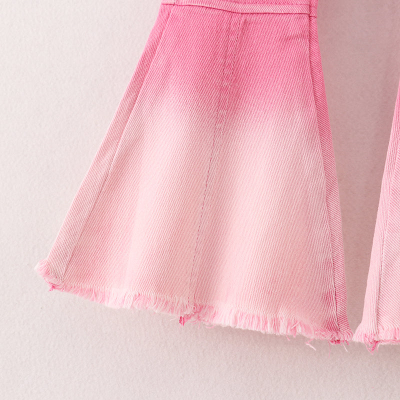 （In Stock G16-3-3）Girls Pink Elastic Jeans