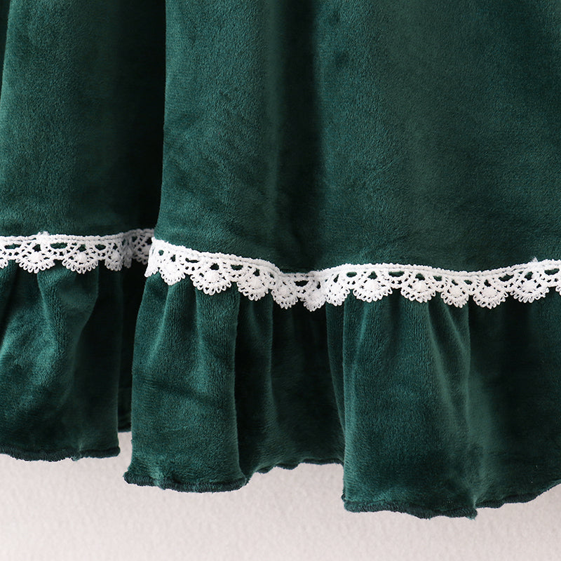 （In Stock G33-1-2）Girls Christmas Green Velvet Dress