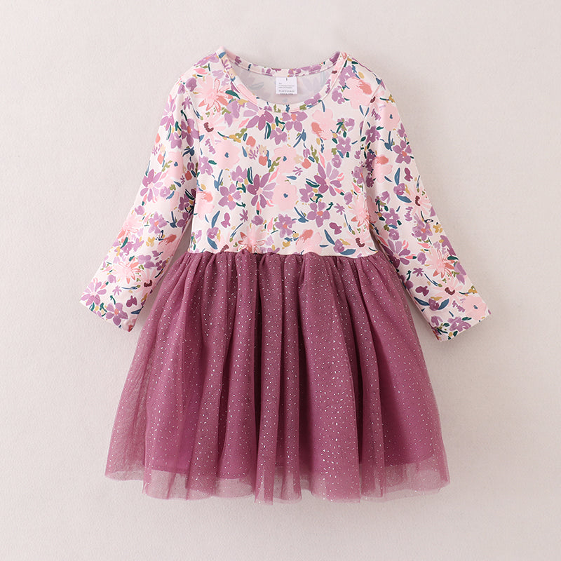 （In Stock E21-4-3）Fall Girls Purple Tulle Dress