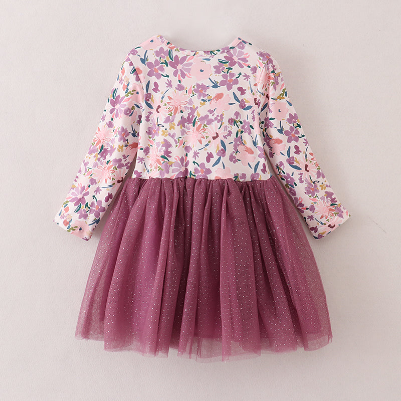 （In Stock E21-4-3）Fall Girls Purple Tulle Dress