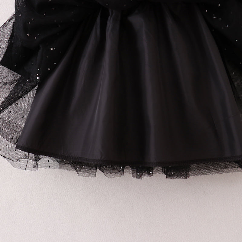 （In Stock E21-4-1）Girls Black Velvet Top Tulle Dress