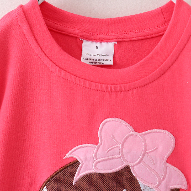 （In Stock E4-1-3）Girls Pink Football Applique Dress