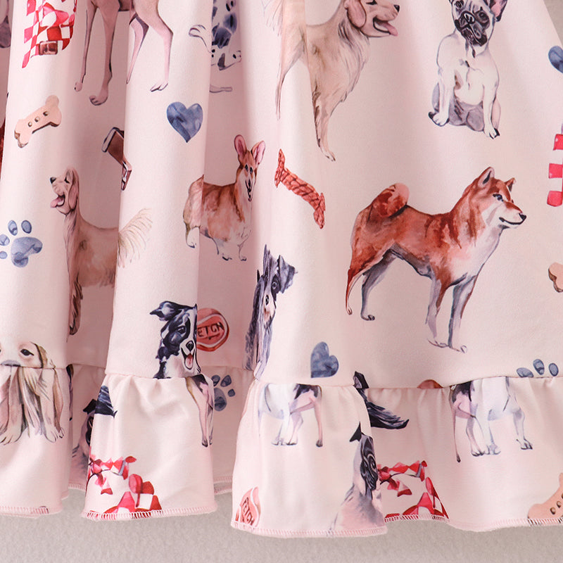 (In Stock E37-4-3)Fall Winter Girls Animals Print Dress