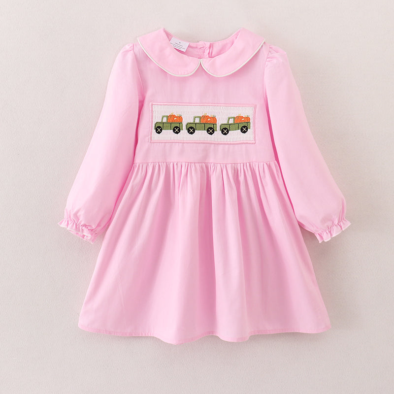 （In Stock E30-4-3）Girls Halloween Embroidery Smocked Dress