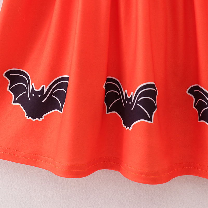 （In Stock E30-4-3）Girls Halloween Print Velvet Dress