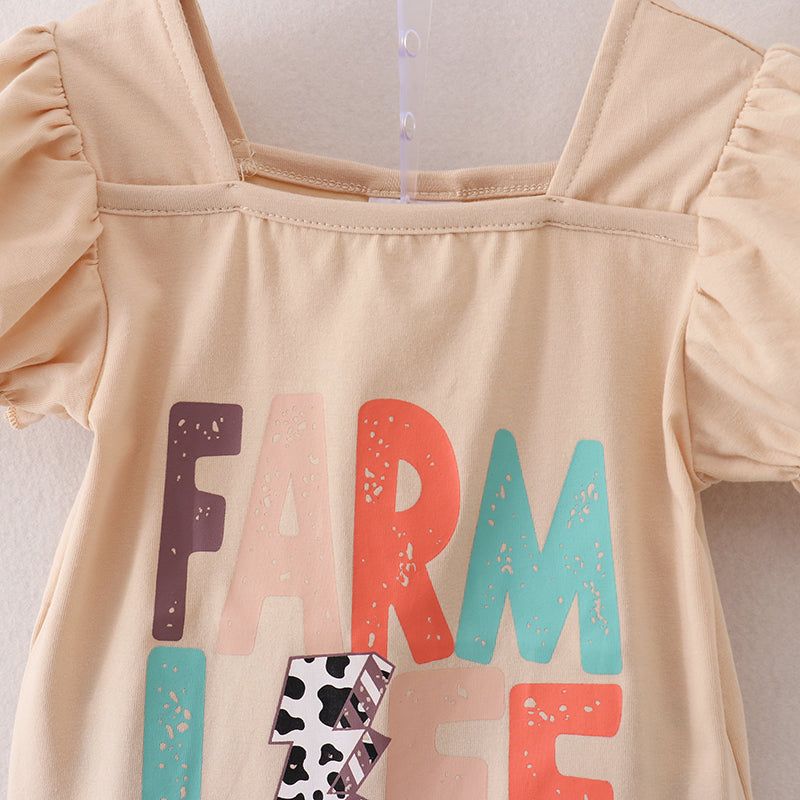 (In Stock E5-5-1)Girls Farm Life Cotton Shirt Flare Pants Set