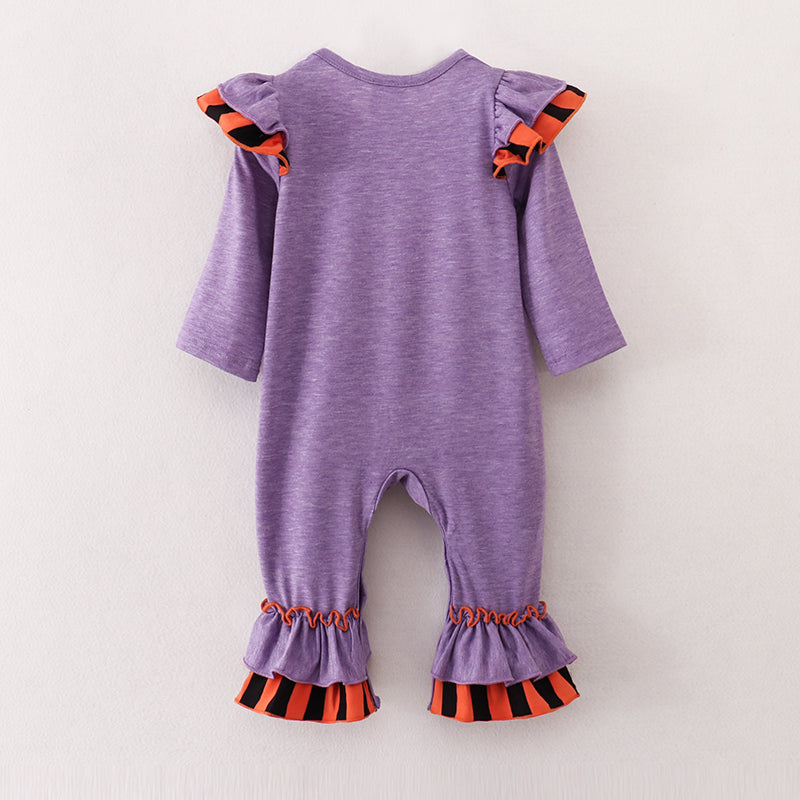 （In Stock E38-04-01）Baby Girls Halloween Chenille Patches Romper