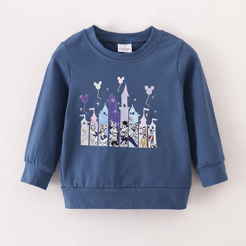 （In Stock E19-4-1）Mommy and Me Castle Print Top