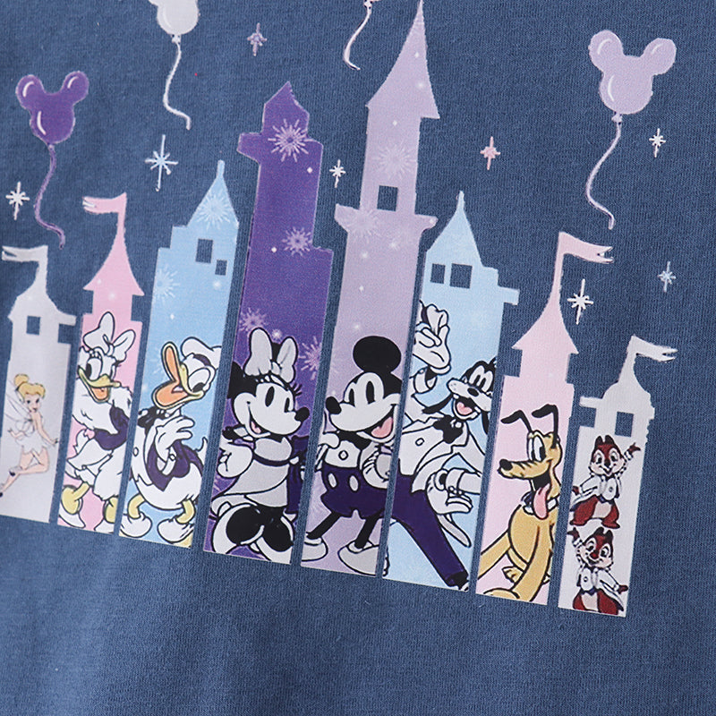 （In Stock E19-4-1）Mommy and Me Castle Print Top