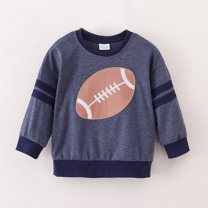 （In Stock E28-6-3）Boys Football Applique Top