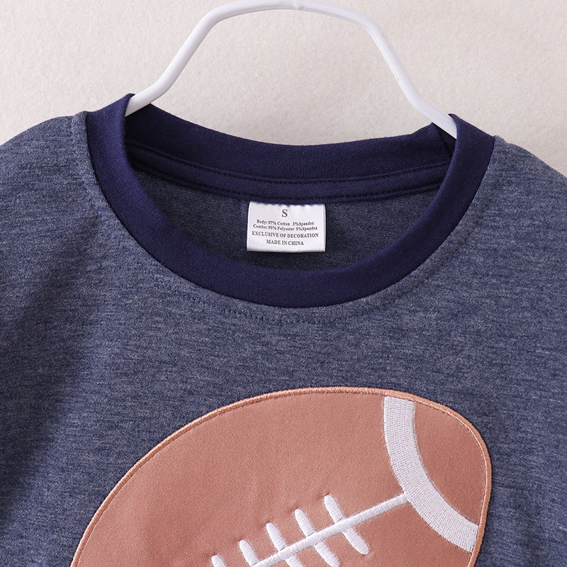 （In Stock E28-6-3）Boys Football Applique Top