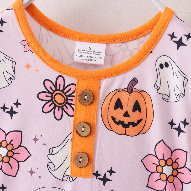 （In Stock E30-4-1）Girls Halloween Print Dress