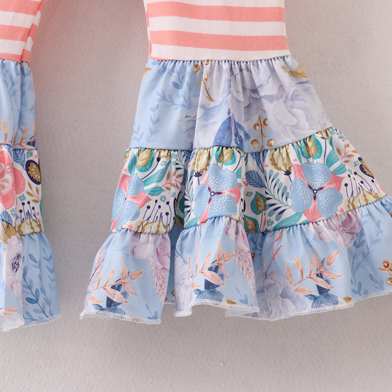 (In Stock E5-5-2)Girls Fall Floral Print Outfit Set