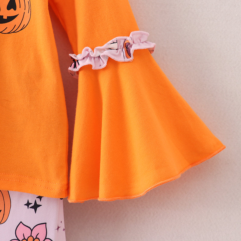 （In Stock E30-4-2）Girls Halloween Print Outfit Set