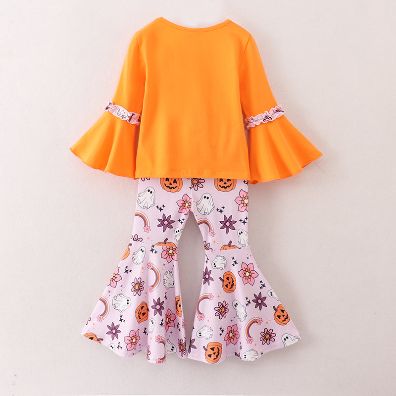 （In Stock E30-4-2）Girls Halloween Print Outfit Set