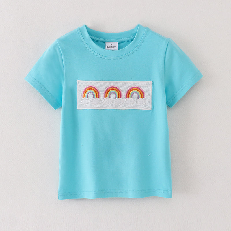 （In Stock）Boys Rainbow Embroidery Smocked T-shirt