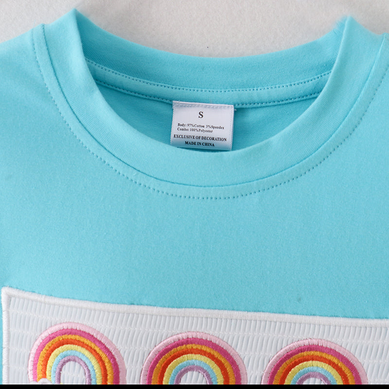 （In Stock）Boys Rainbow Embroidery Smocked T-shirt