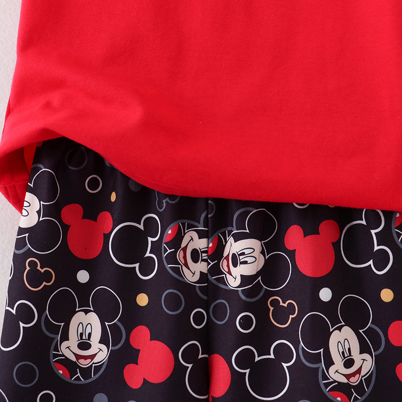 (In Stock A02-03-03)Boys Micky Embroidery Smoked Shorts Set