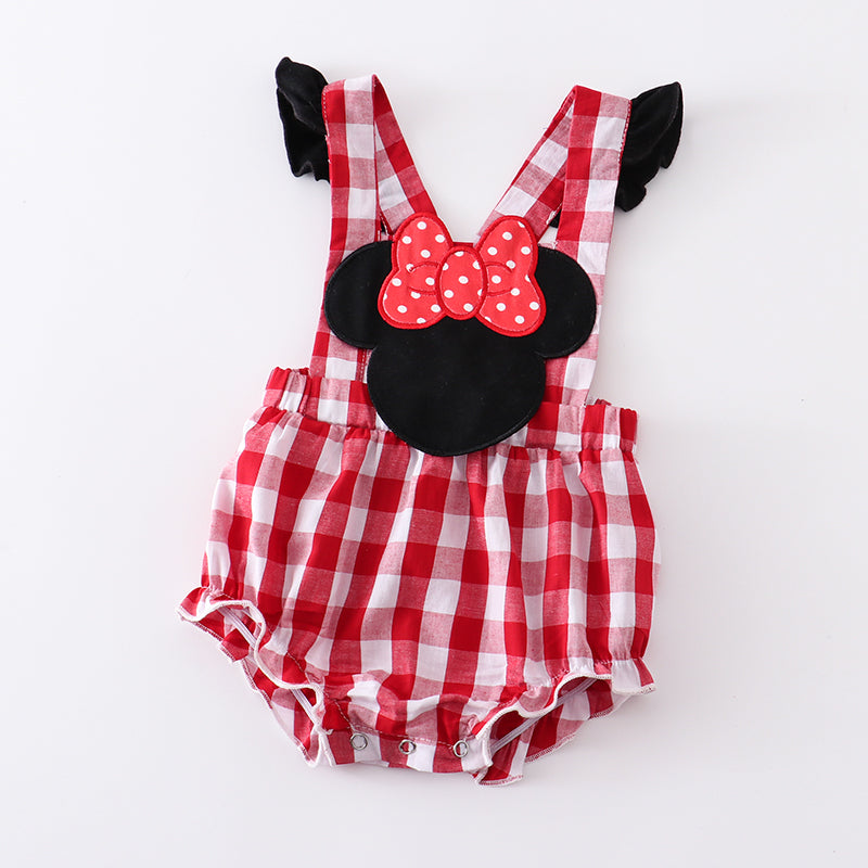 (In Stock Q09-02-01)Minnie Mouse Embroidery Girls Romper