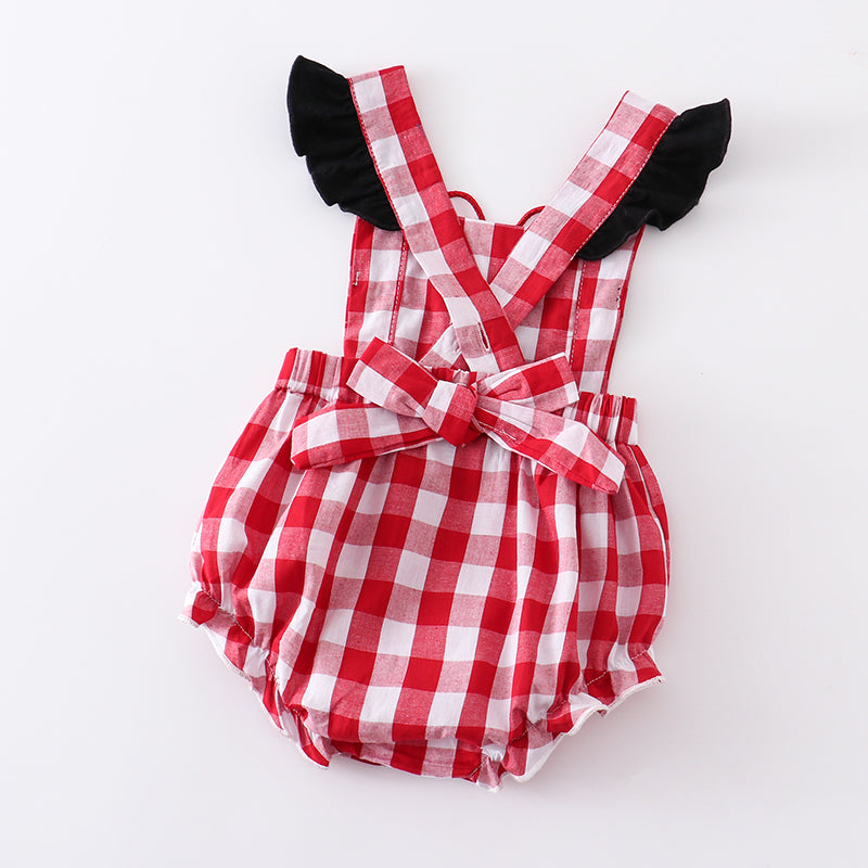 (In Stock Q09-02-01)Minnie Mouse Embroidery Girls Romper