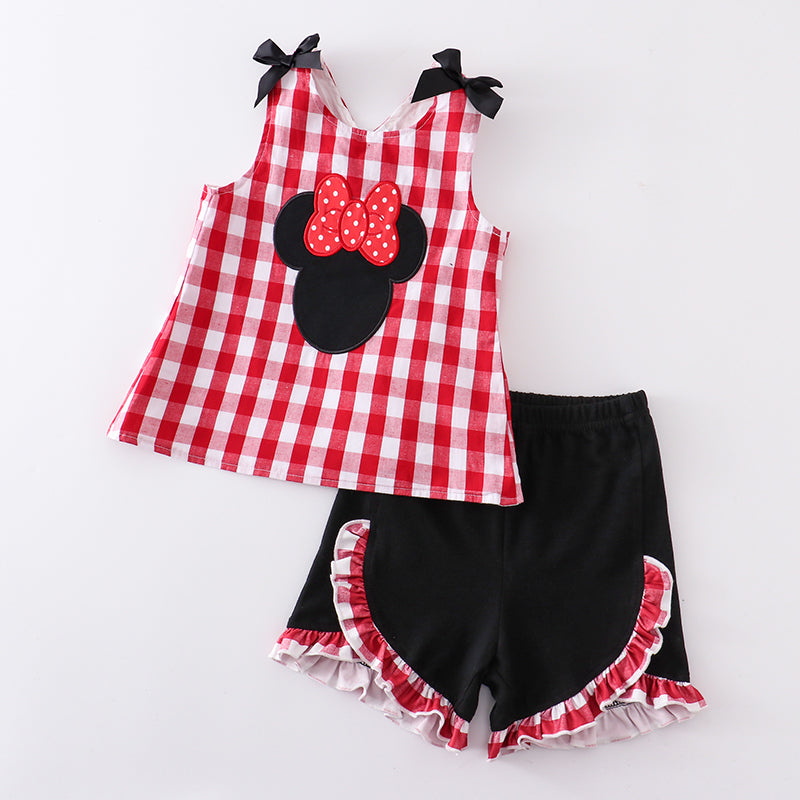 (In Stock Q09-02-02)Girls Summer Minnie Mouse Shorts Set