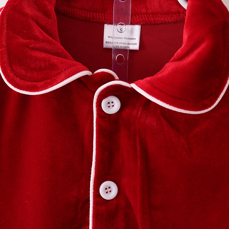 （In Stock E1-4-3）Boys Christmas Red Velvet Pajamas