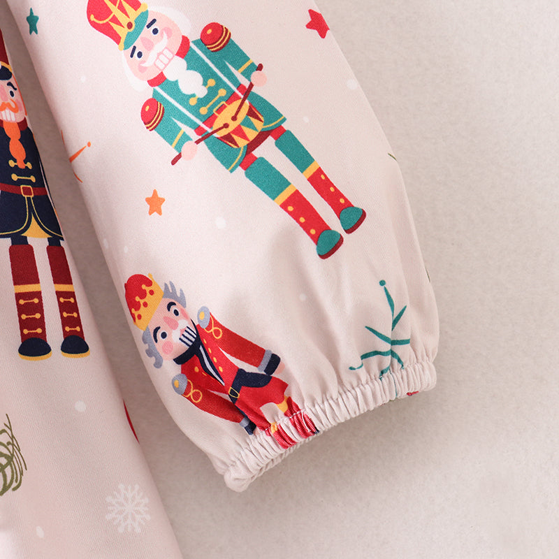 （In Stock E1-2-1）Girls Christmas Nutcracker Print Outfit Set