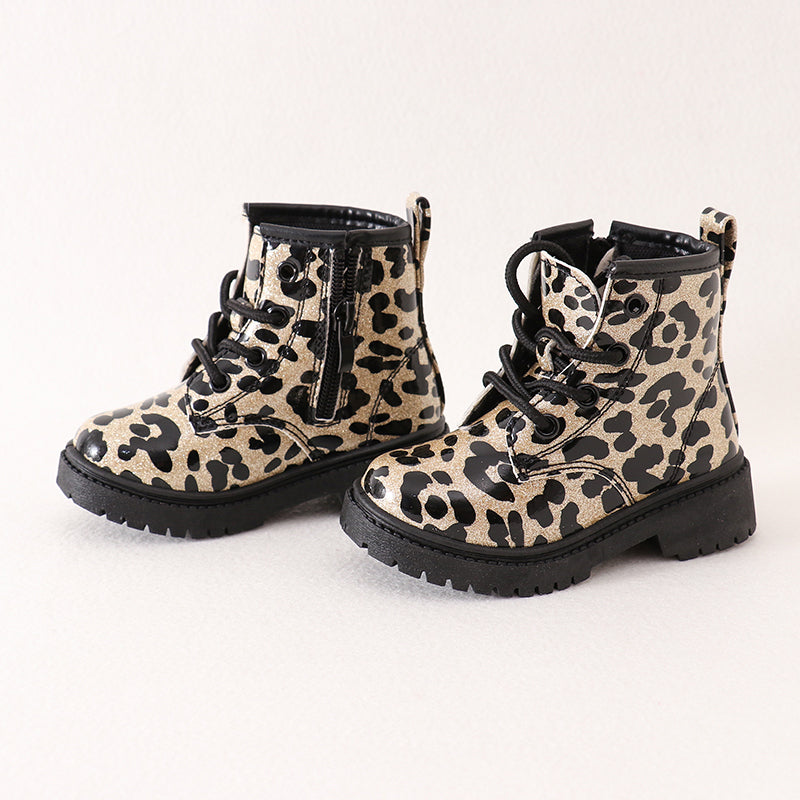 (In Stock 3rd Fl)Leopard Lace Up Bootie