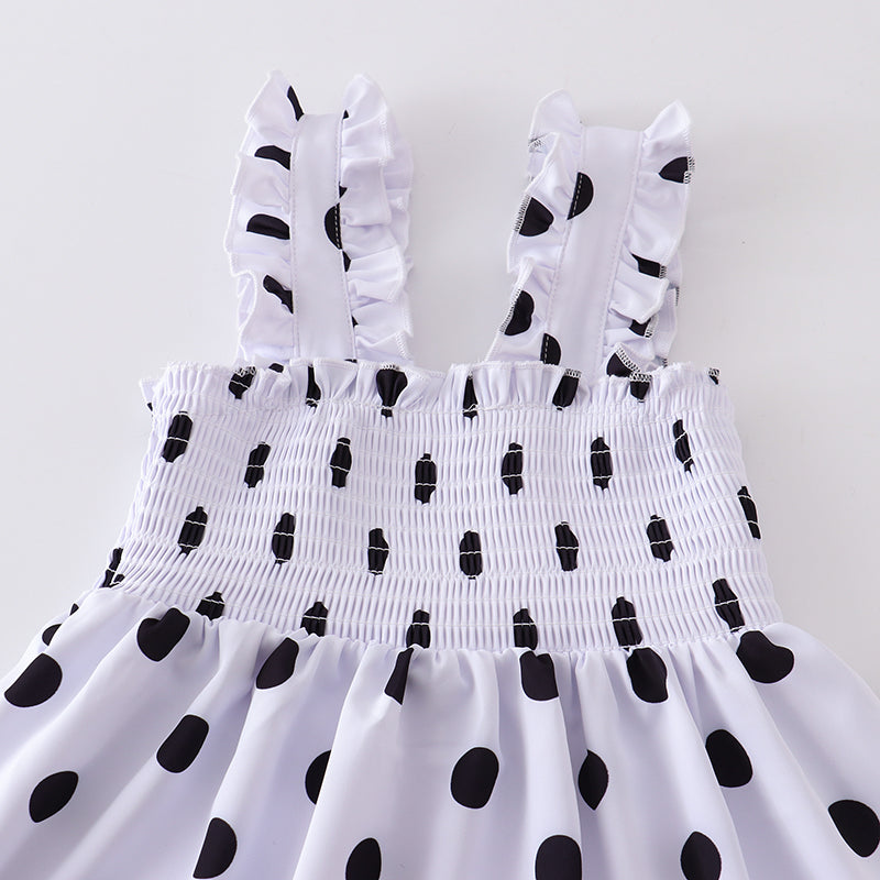 Girls Polka Dots Smocked Chiffon Dress