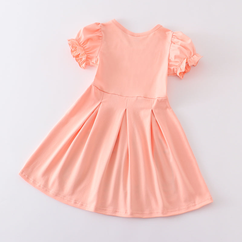 (In Stock E29-01-01)Girls Coral Pencil Embroidery Dress