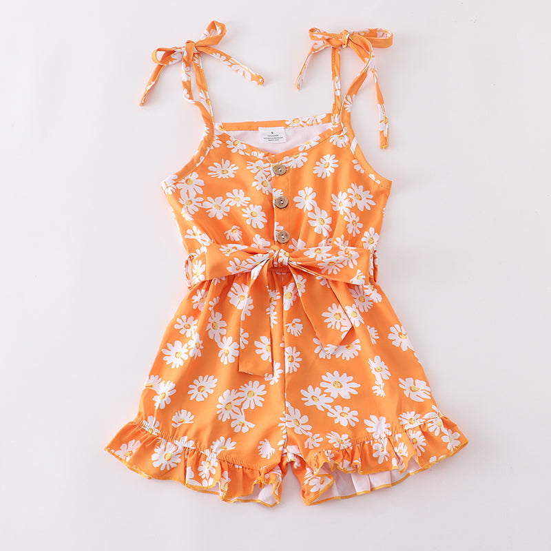 Girls Floral Print Strap Jumpsuit