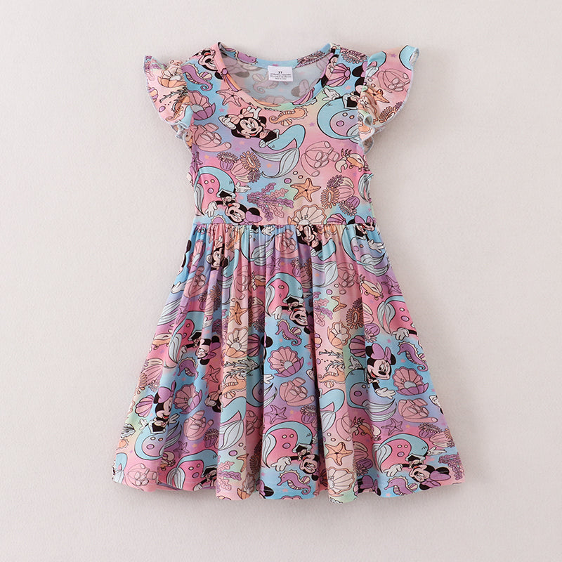 (In Stock A3-1-3)Bamboo Fabric Girls Summer Minne Mouse Dress