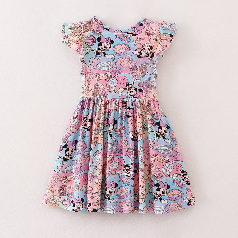 (In Stock A3-1-3)Bamboo Fabric Girls Summer Minne Mouse Dress