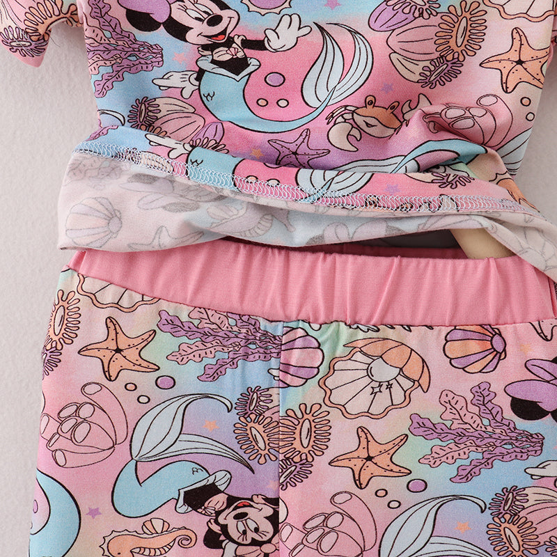 (In Stock A03-04-02)Bamboo Fabric Girls Summer Minne Mouse Pajamas